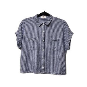 THREAD & SUPPLY Day Tripper Blue/White Striped Button Down Shirt, Sz M